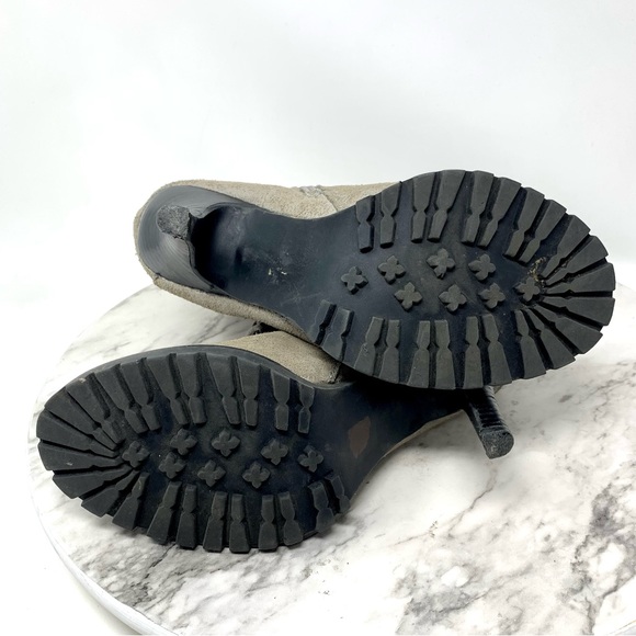 Envy Big Time Taupe Suede Lace Up utility platform booties 7 sporty casual chic - Picture 8 of 15